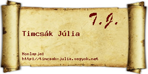 Timcsák Júlia névjegykártya